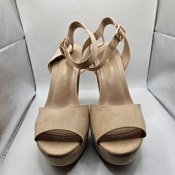 DREAM PAIRS Womens DHS216 Chunky Block Platform High Heels Beige Size 7.5 - Picture 2 of 5